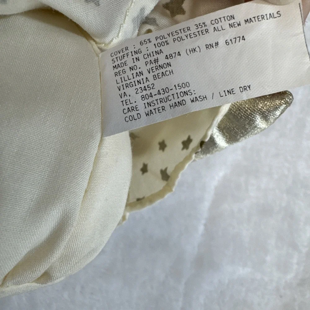 Lillian Vernon‎ Soft Fabric Angel Doll Christmas Gold Silver Star Dress 7 Inch